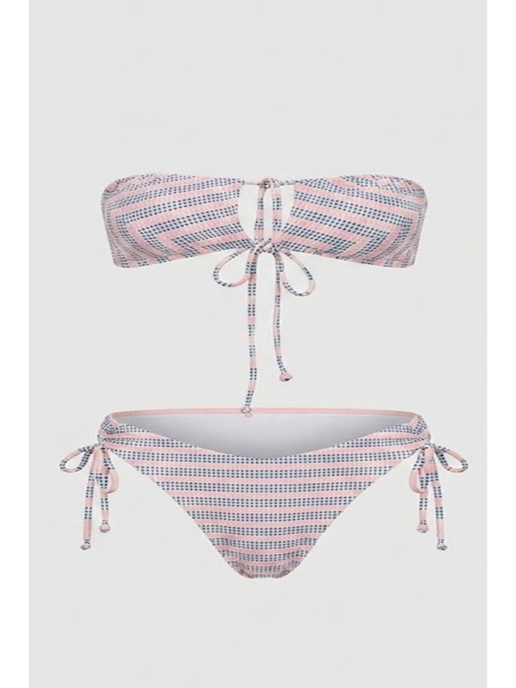 Pembe Büzgülü Bikini Takım 3270 Somon/siyah