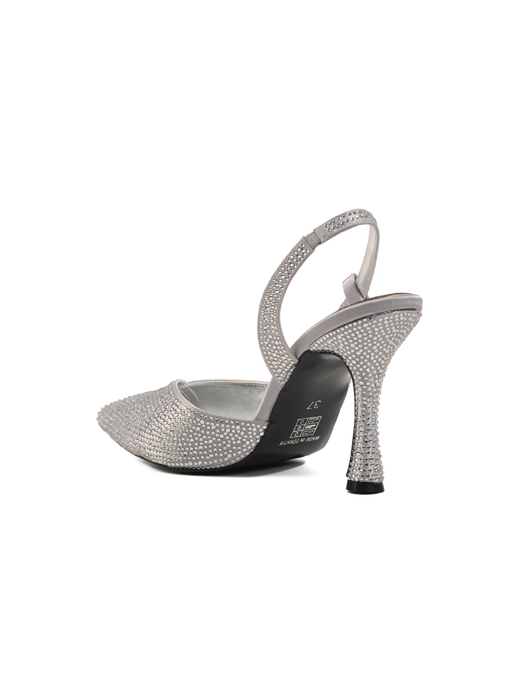 Gri Gümüş İnce Topuklu Kadın Abiye Ayakkabı 658227 Z-3