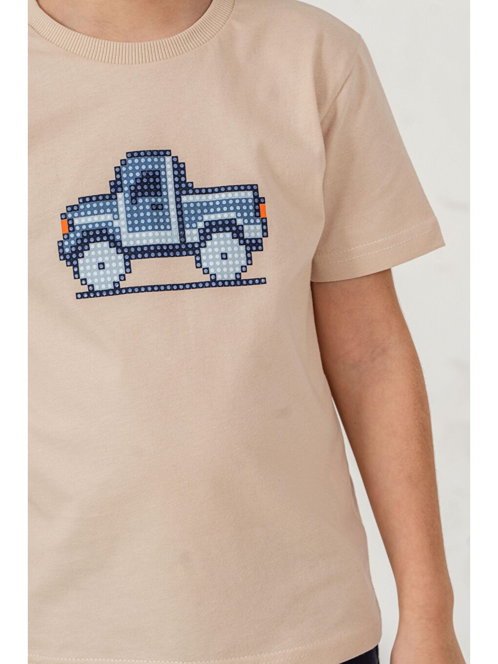 Lacivert Üst Ön Orta Baskılı Alt Sol Bacak Baskılı Erkek Çocuk Şort - Tişört Takımı-3