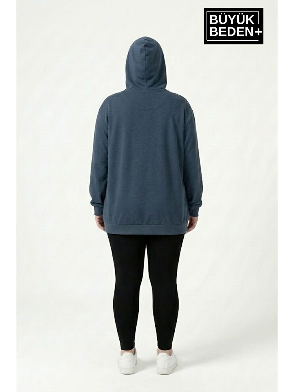 Mavi Kadın Büyük Beden Kapüşonlu NY NewYork Baskılı ince Swatshırt SPR26BSWK957-15-2