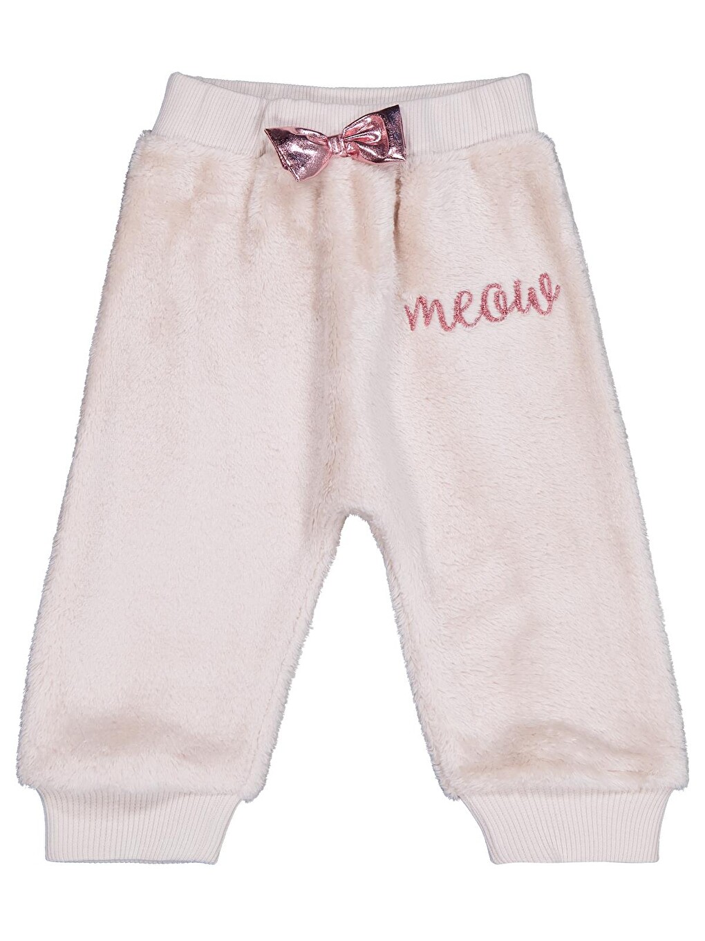 Baby Bel Fiyonklu Meow Nakışlı 6-18 Ay Eşofman Altı - Bej
