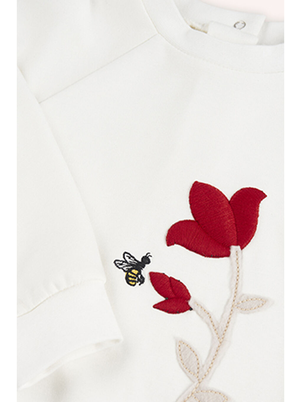 Kız Bebek Nakış Detaylı Ekru Sweatshirt-2