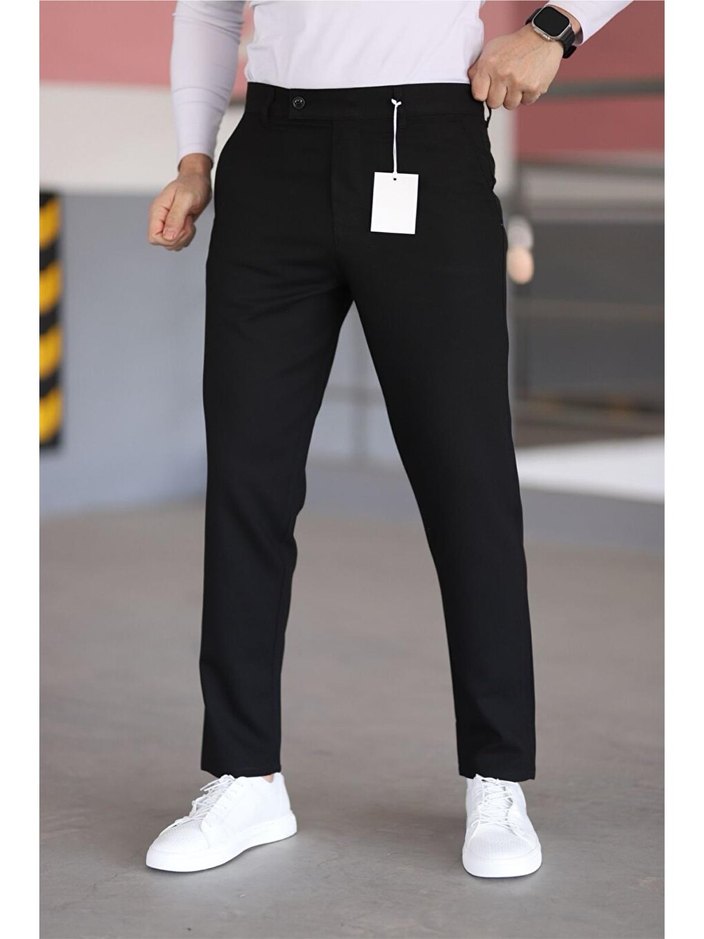 Siyah Harrys Erkek Yeni Sezon Smart Casual Dar Kesim Kumaş Pantolon