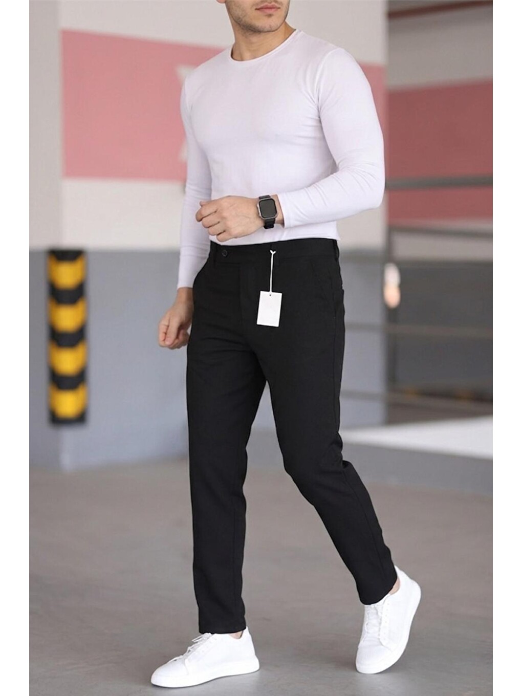 Siyah Harrys Erkek Yeni Sezon Smart Casual Dar Kesim Kumaş Pantolon-2