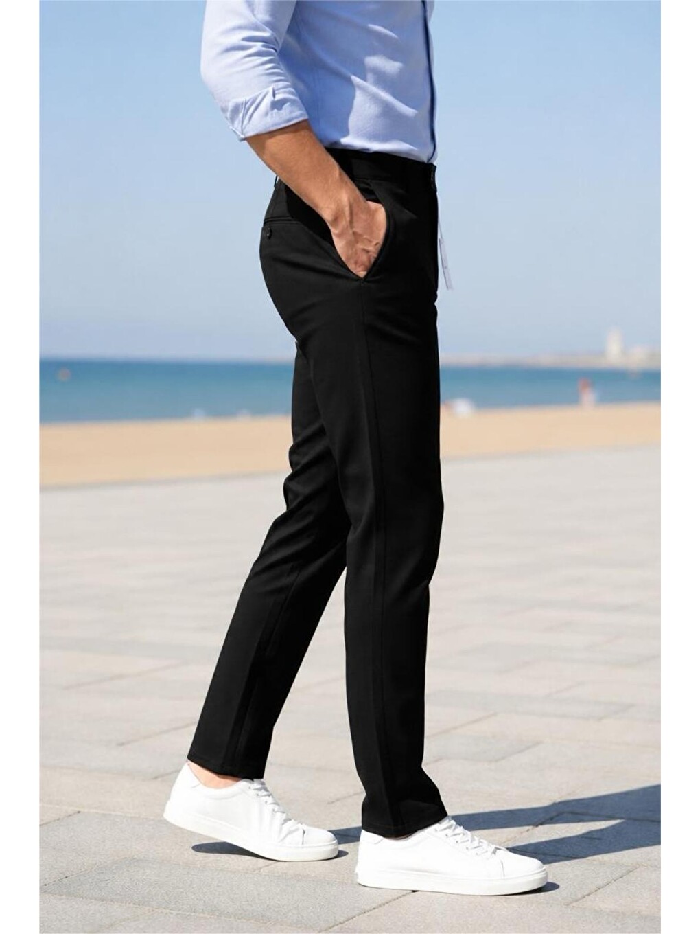 Siyah Harrys Erkek Yeni Sezon Smart Casual Dar Kesim Kumaş Pantolon-3