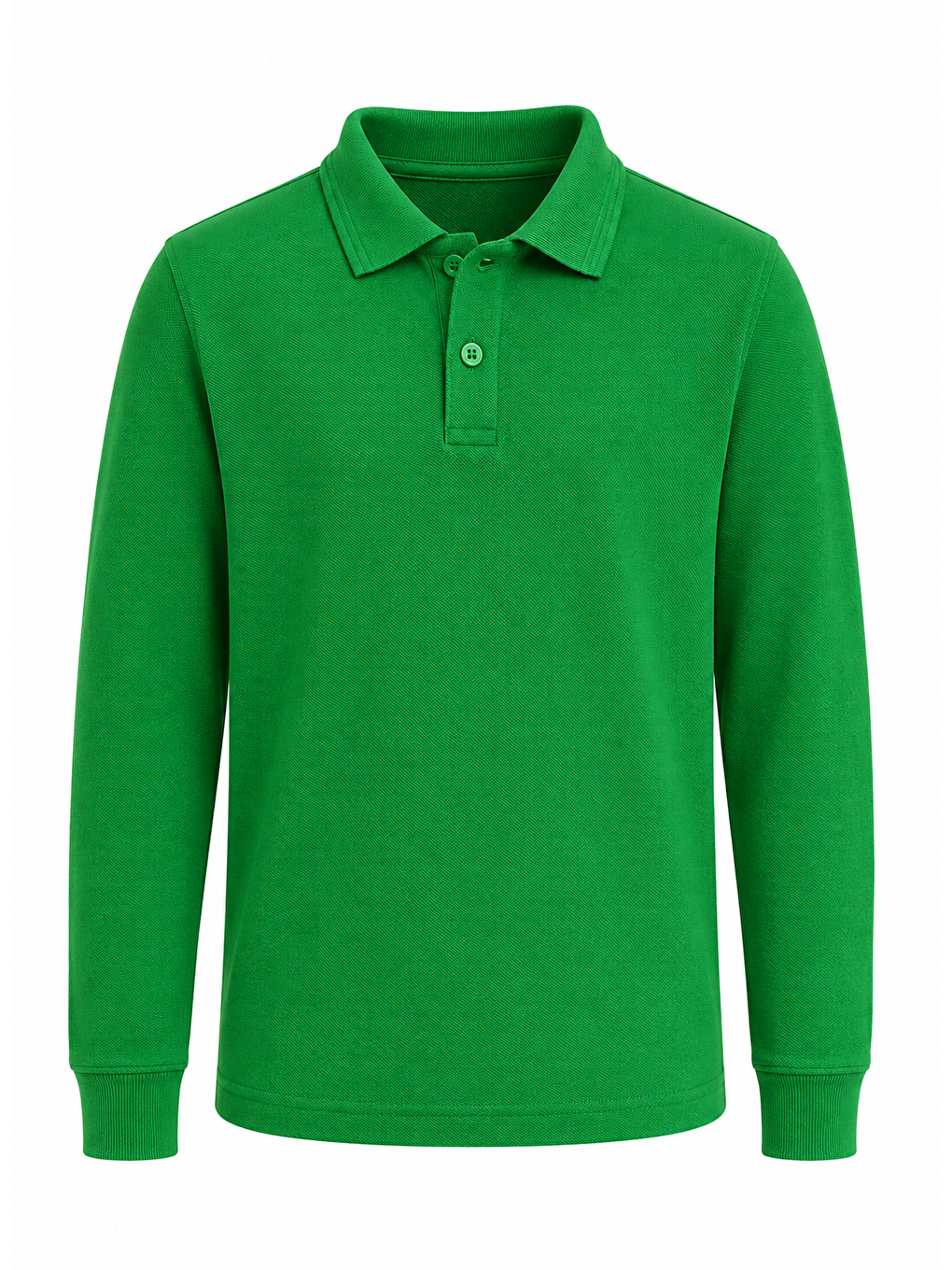Yeşil Kids Polo Yaka Basic Uzun Kollu Unisex Erkek Çocuk Tişört-3