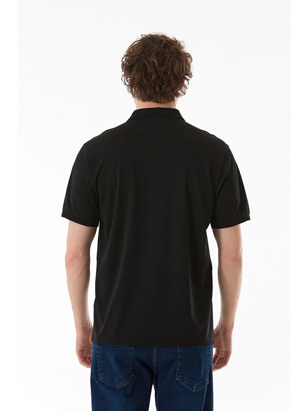 Siyah Cepli Düğmeli Polo Yaka Tişört-4