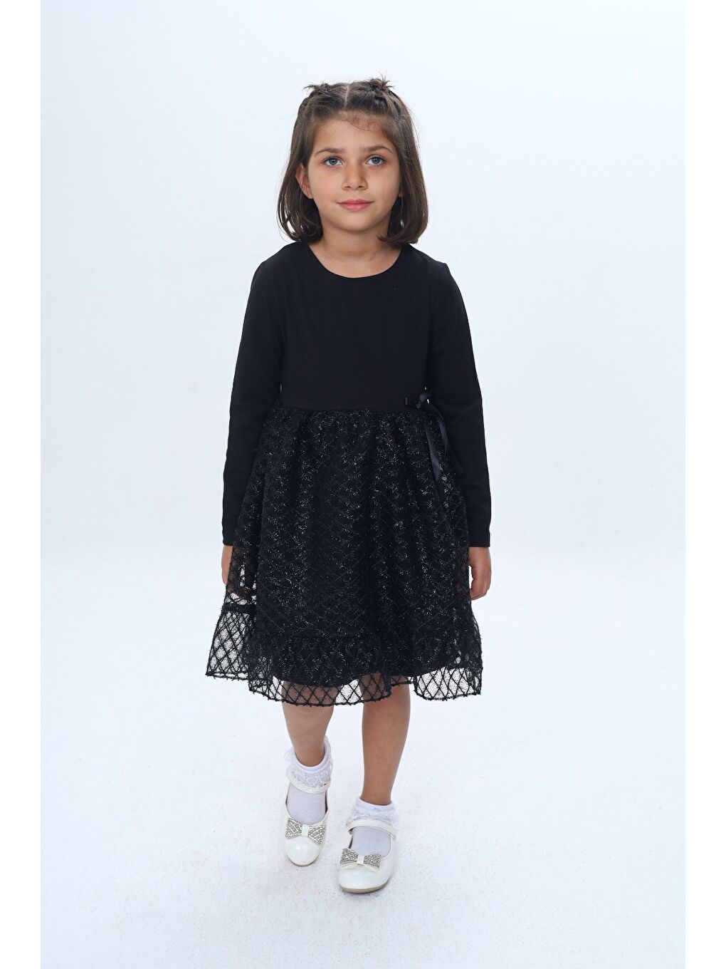 Siyah Kız Çocuk Fırfırlı Tüllü Elbise