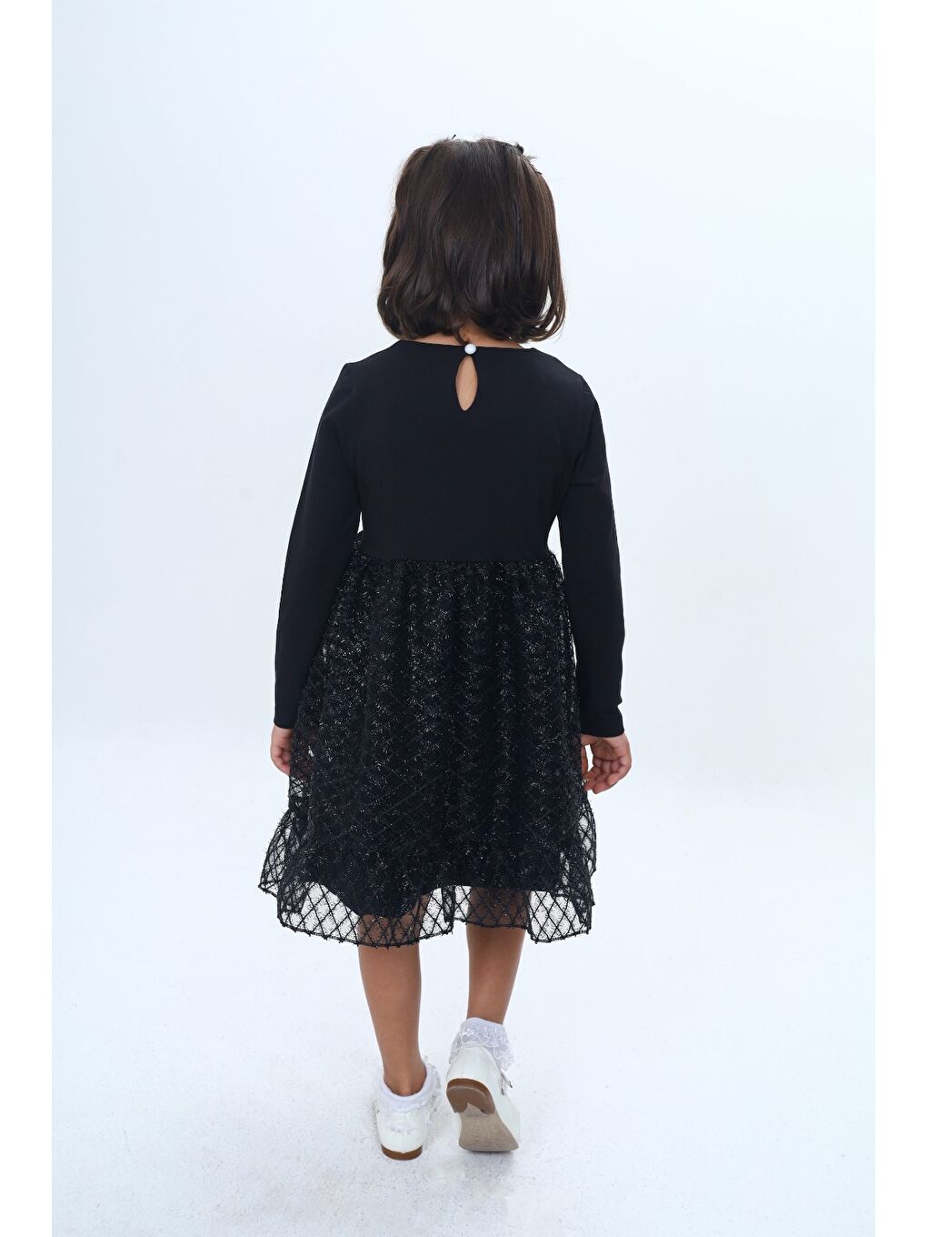 Siyah Kız Çocuk Fırfırlı Tüllü Elbise-3