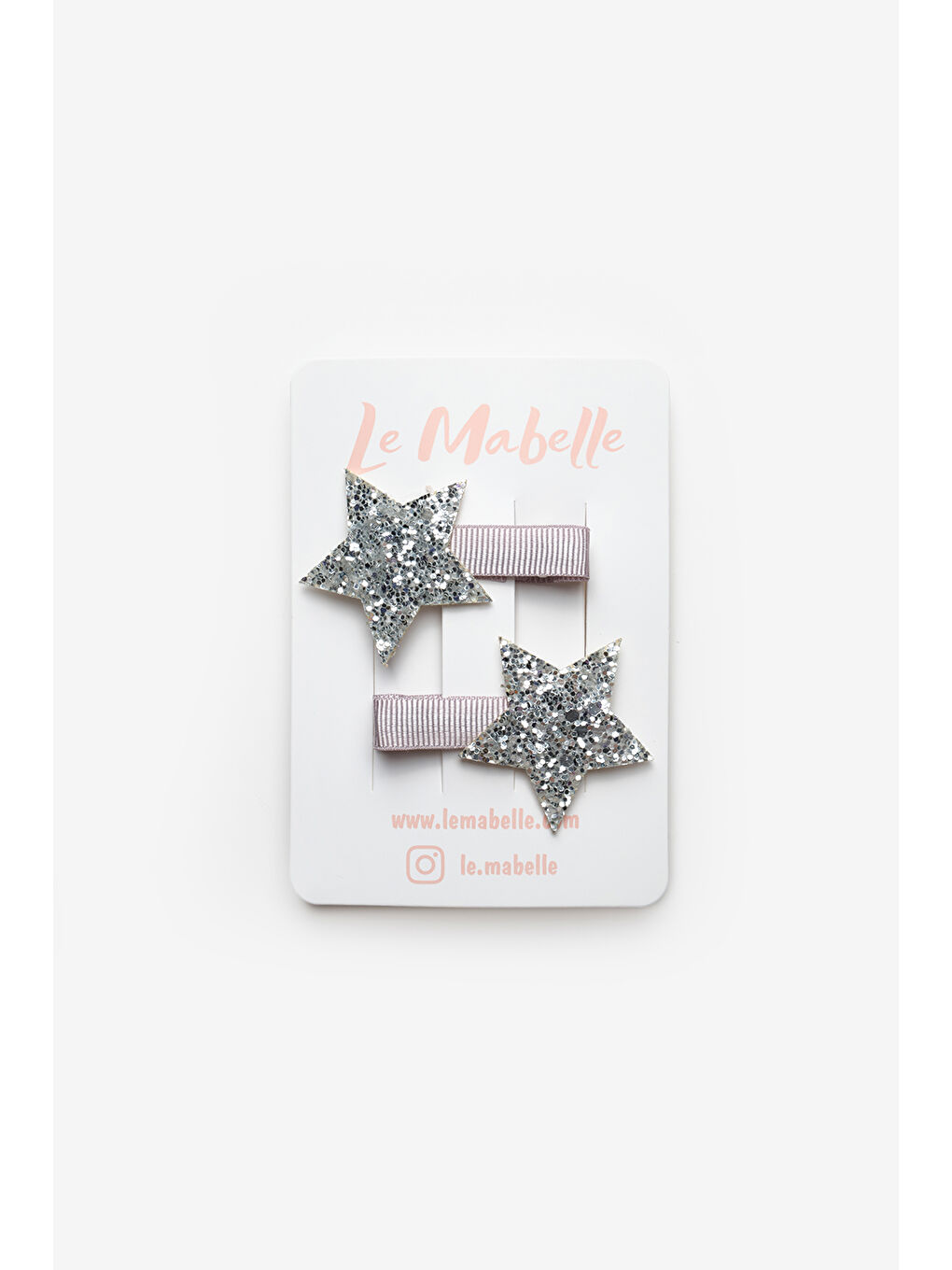 Gri Gümüş Simli Yıldız Figürlü 2'li Kız Çocuk Klips Toka