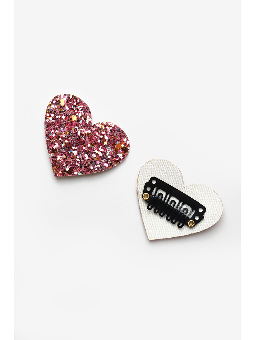 Pembe Simli Kalp Figürlü 2'li Saçsız Bebek Tokası