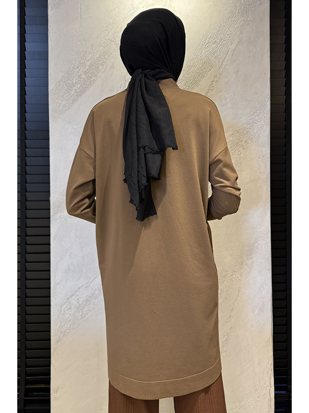 Bej Kadın Gold Düğme Detaylı Tesettür Triko Hırka-6