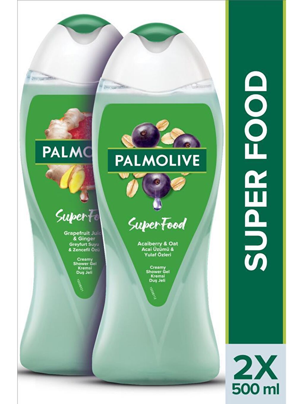 Palmolive Yeşil Super Food Greyfurt Suyu & Zencefil Özü ve Super Food Acai Üzümü & Yulaf Özleri 500 ml