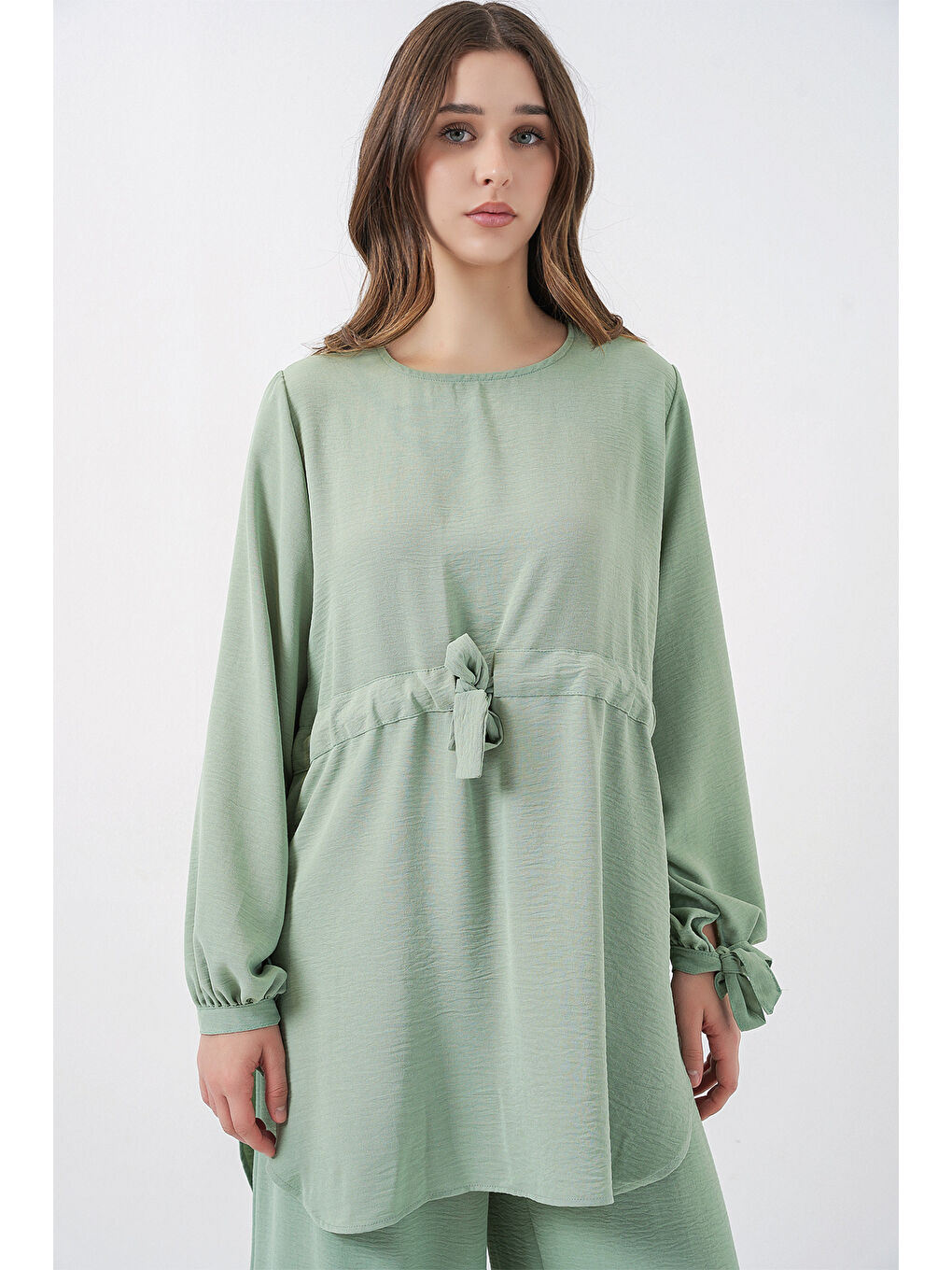 Kadın Uzun Tunik Pantolon İkili Takım 6719 - E.Yeşil-1