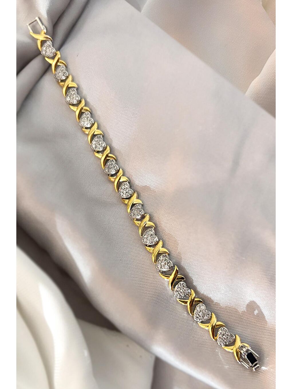 Sarı Zirkon taşlı Kalp ve Gold Detaylı VIP Suyolu Bileklik-1