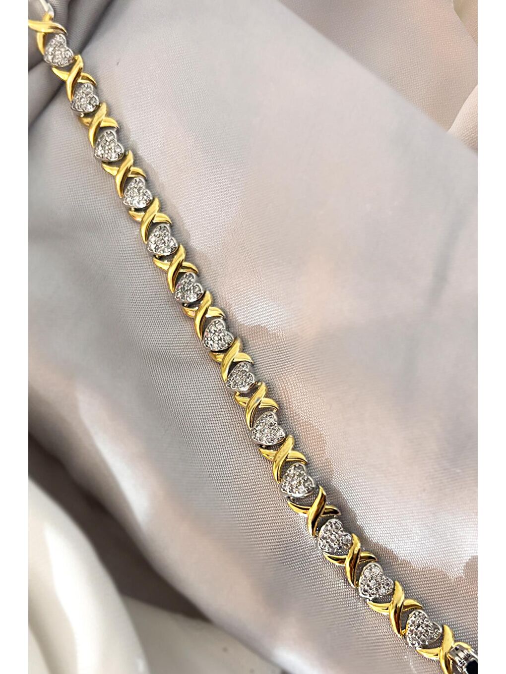 Sarı Zirkon taşlı Kalp ve Gold Detaylı VIP Suyolu Bileklik-2