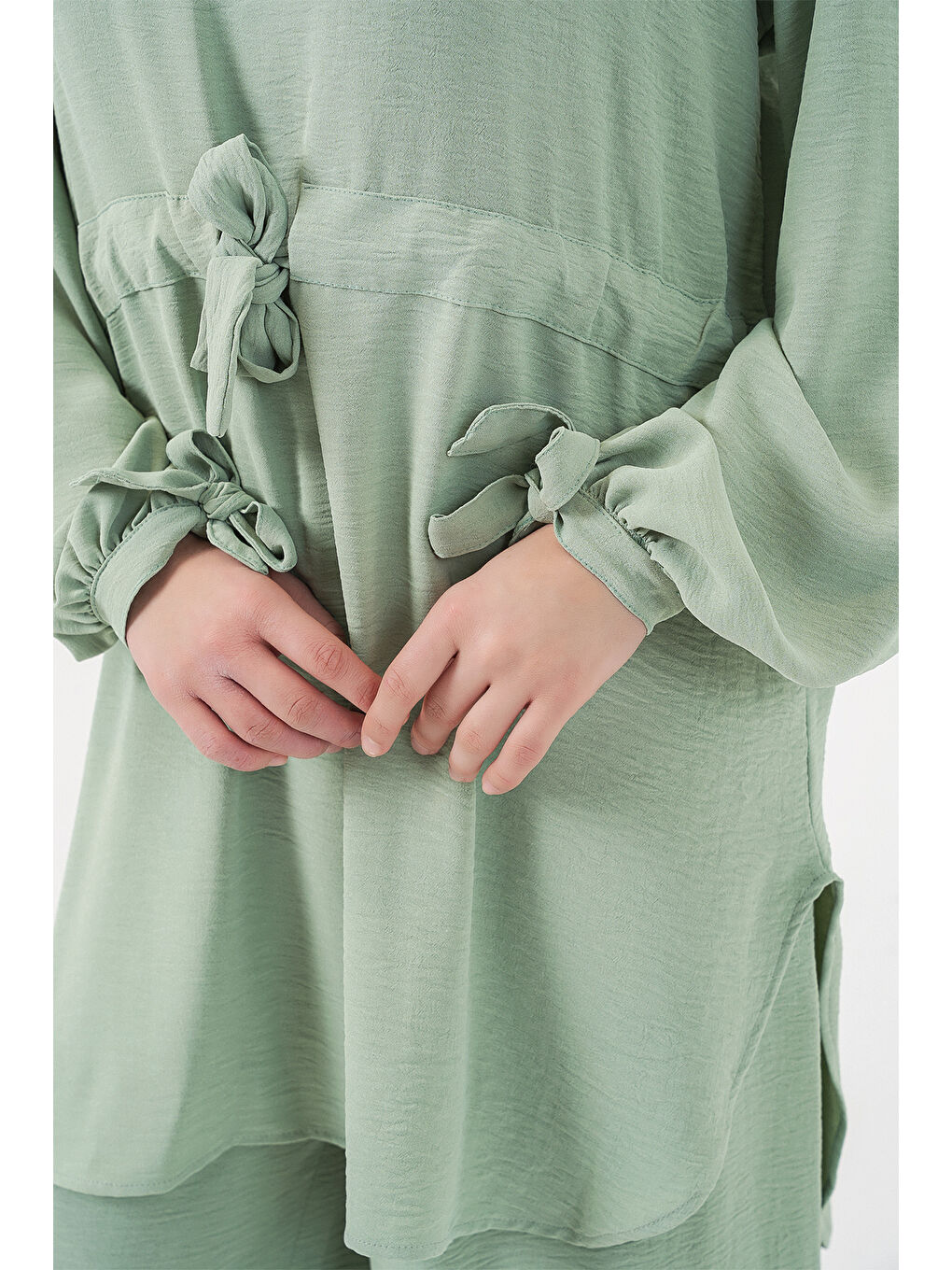 Kadın Uzun Tunik Pantolon İkili Takım 6719 - E.Yeşil-3