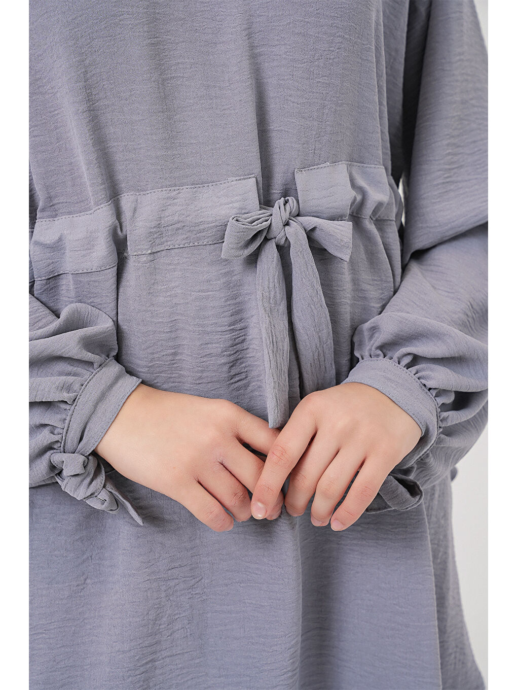 Kadın Uzun Tunik Pantolon İkili Takım 6719 - Gri-4