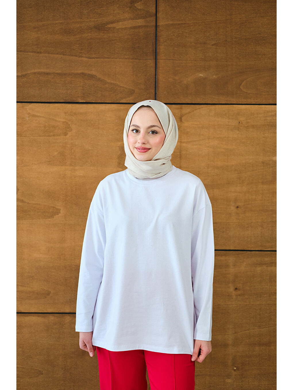 Kadın Uzun Kol Oversize Tunik Beyaz