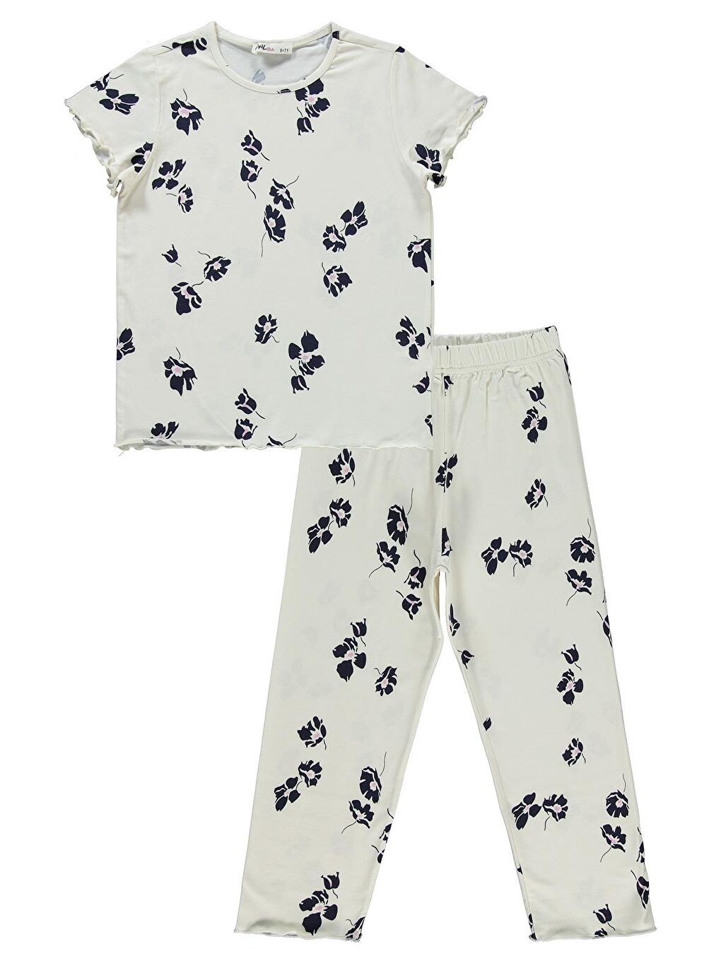 Kız Çocuk Pijama Takımı 6-9 Yaş Ekru
