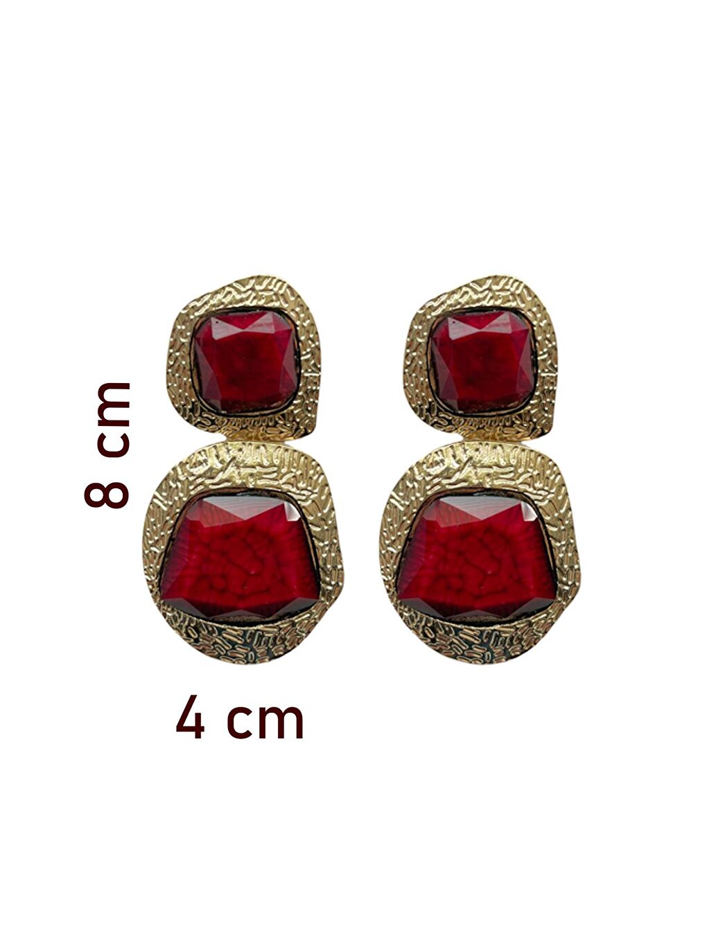 Kare Bordo Sallantılı Kadın Küpe-6