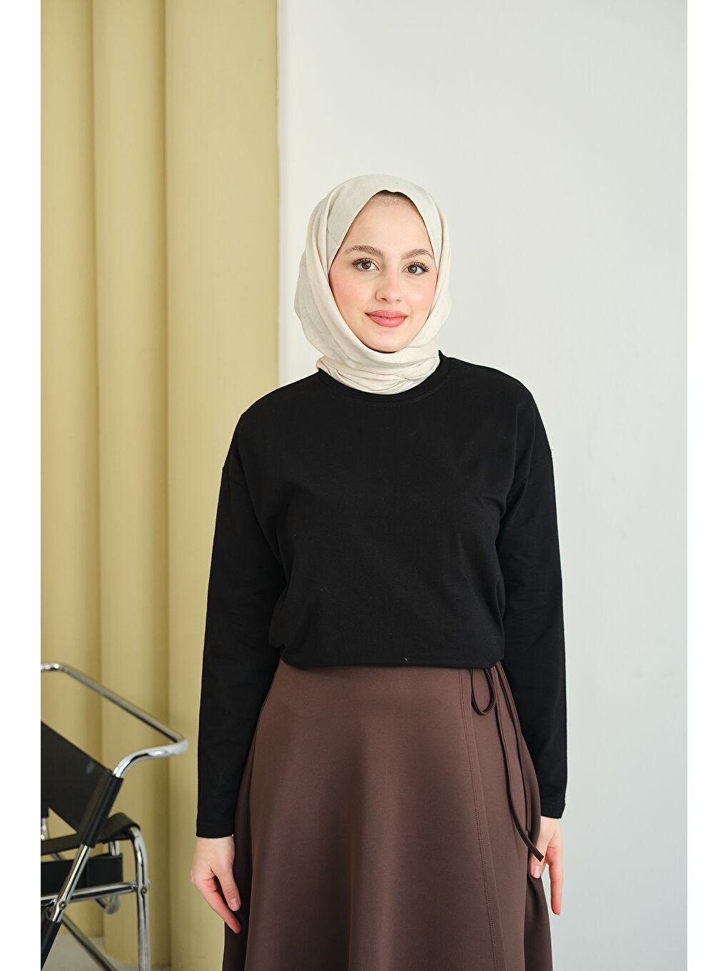 Kadın Uzun Kol Oversize Tunik Siyah-1