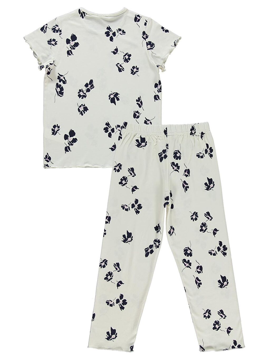 Kız Çocuk Pijama Takımı 6-9 Yaş Ekru-1