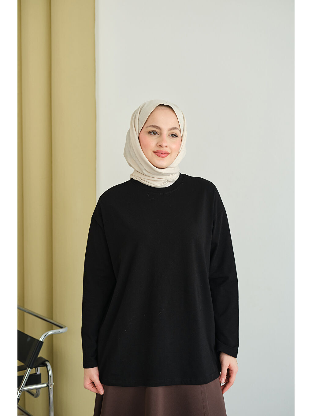 Kadın Uzun Kol Oversize Tunik Siyah-3