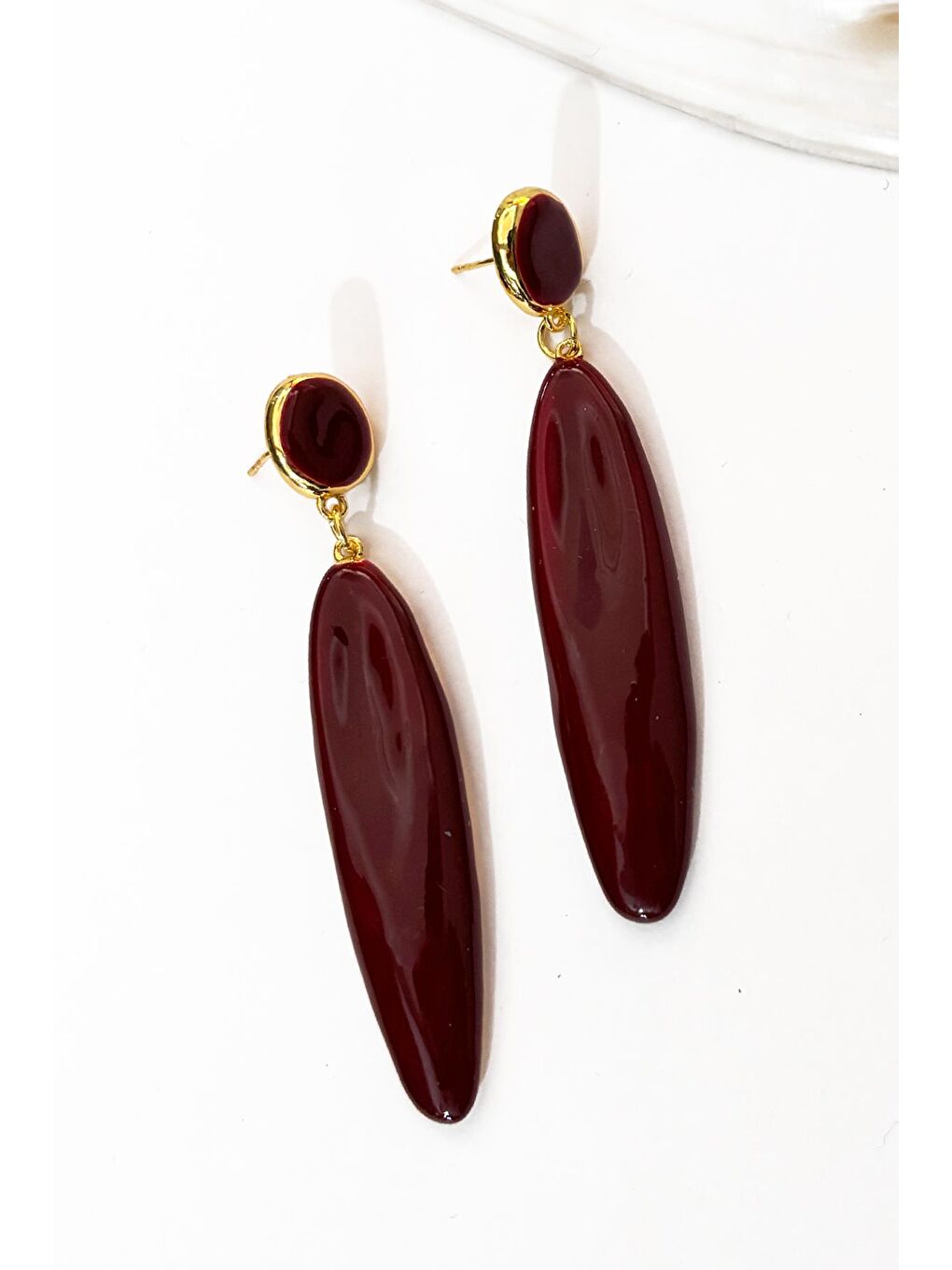 Damla Bordo Uzun kadın Küpe-2