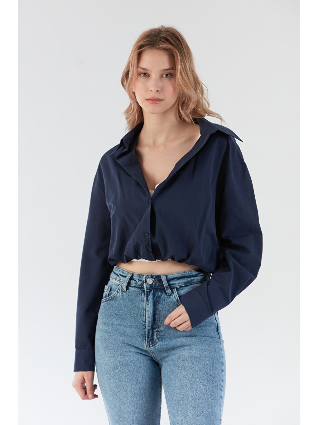 Lacivert Basic Body Detaylı Gömlek-2