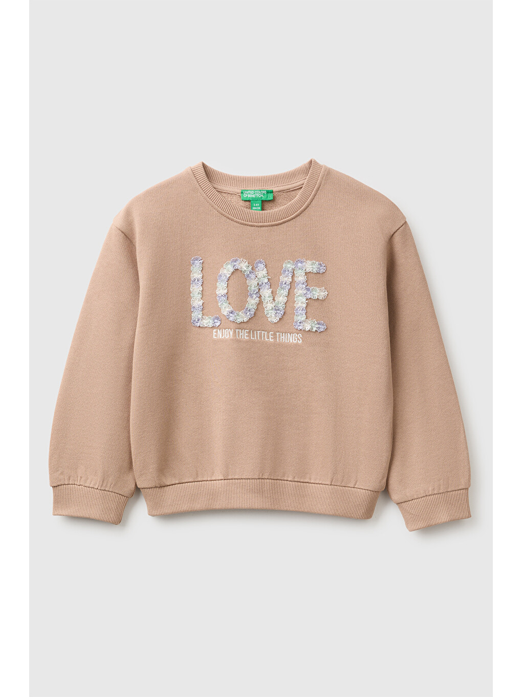 Kahverengi Kız Bebek Sütlü Kahve Önü İşlemeli Uzun Kollu Bisiklet Yaka Sweatshirt