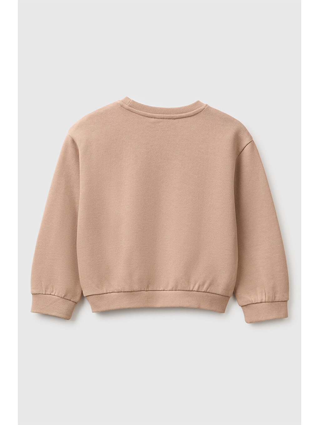 Kahverengi Kız Bebek Sütlü Kahve Önü İşlemeli Uzun Kollu Bisiklet Yaka Sweatshirt-1