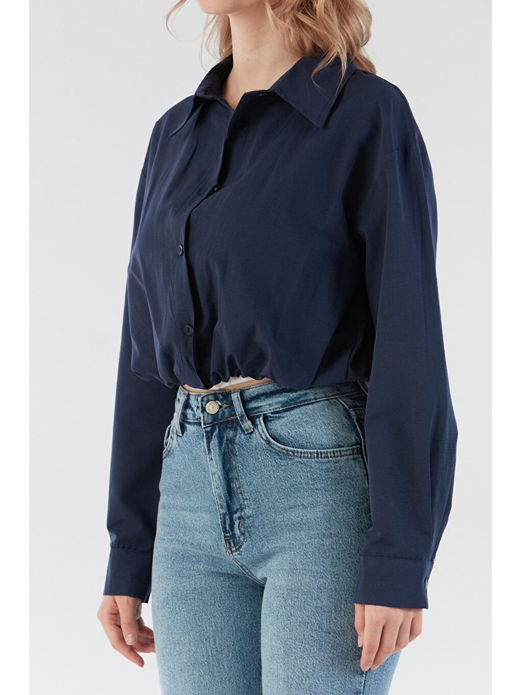 Lacivert Basic Body Detaylı Gömlek-4