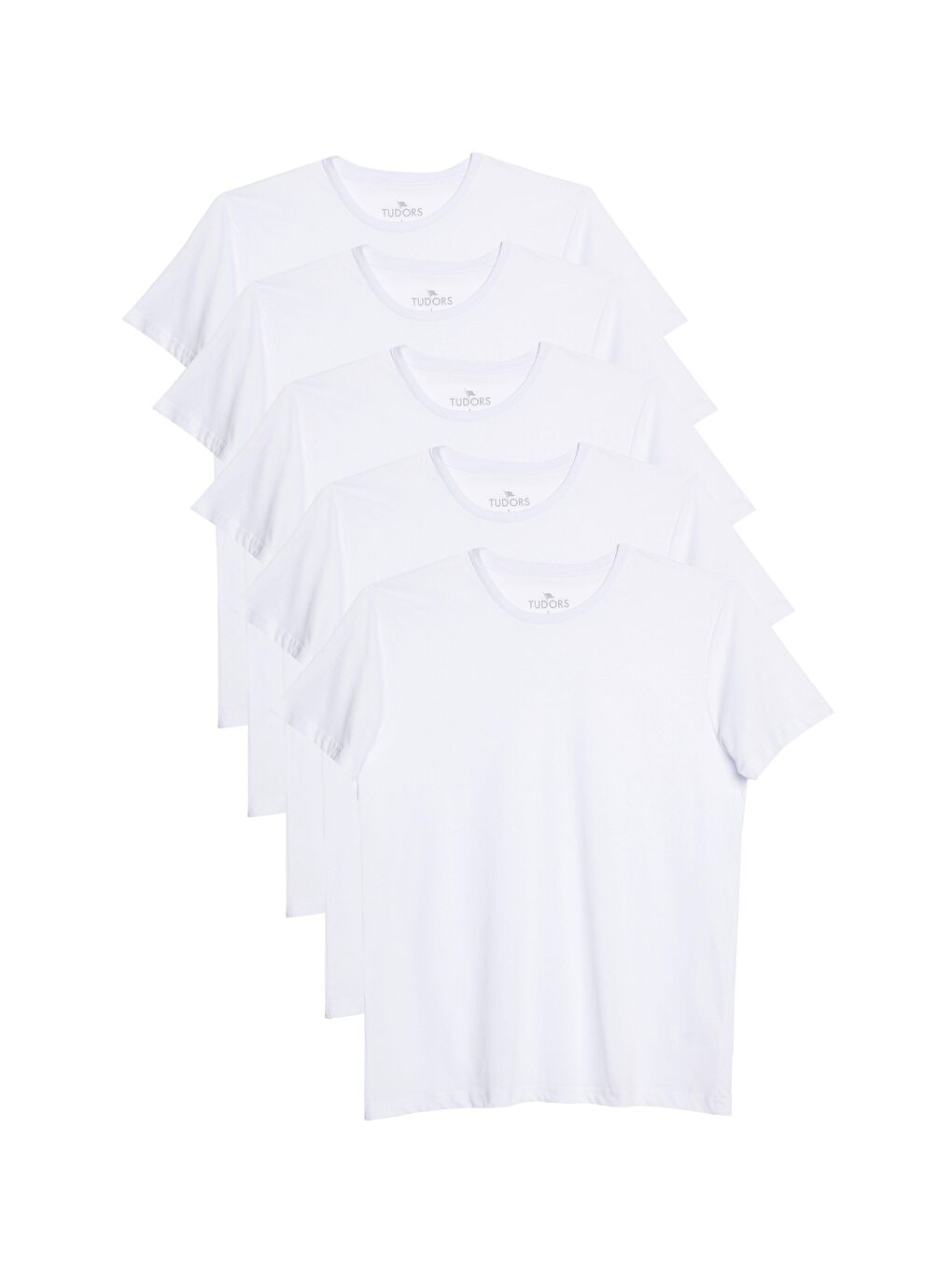 Unisex 5'Li Paket Beyaz Slim Fit Dar Kesim %100 Pamuk Bisiklet Yaka Tişört