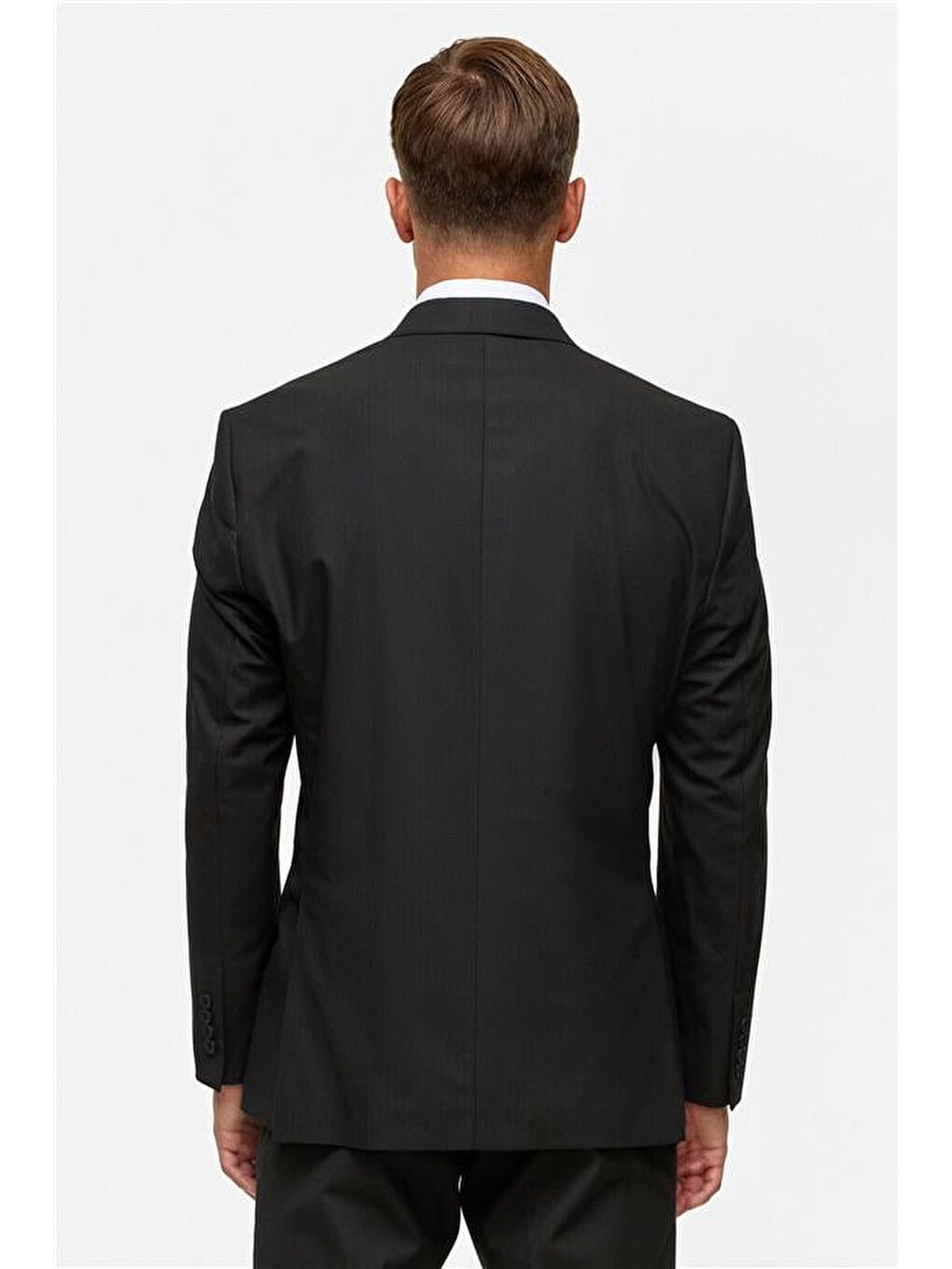 Siyah Regular Çizgili Kruvaze Yaka 6 Drop Takım Elbise-8