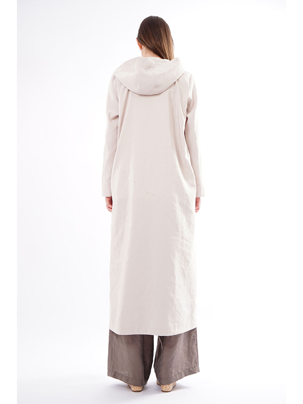 Bej Kapüşonlu Yuvarlak Torba Cepli Fermuarlı Safari Kap 813 Taş-4