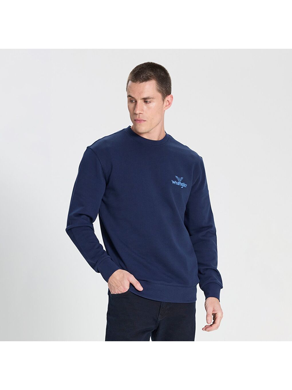 Wrangler Regular Fit Erkek Lacivert Yuvarlak Yaka Sweatshirt