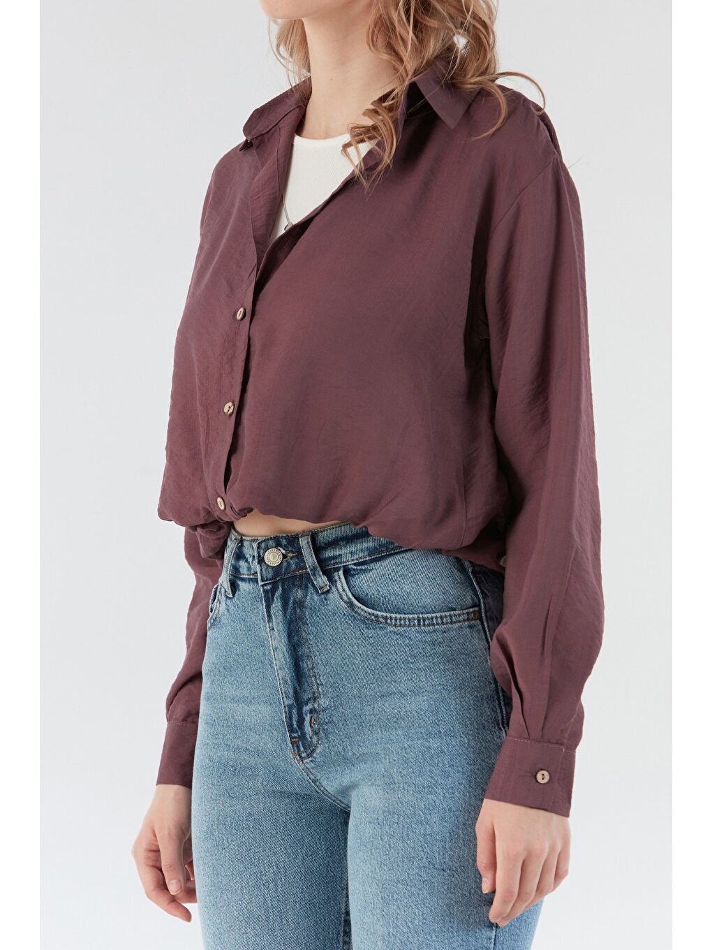 Pembe Basic Body Detaylı Kolyeli Gömlek-4