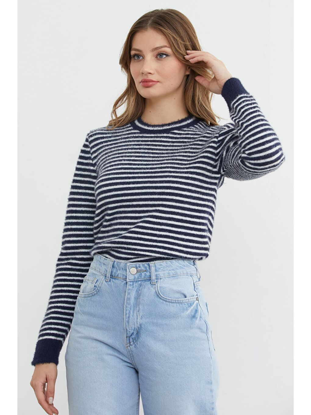 Lacivert Çizgili Sakallı Kazak-2