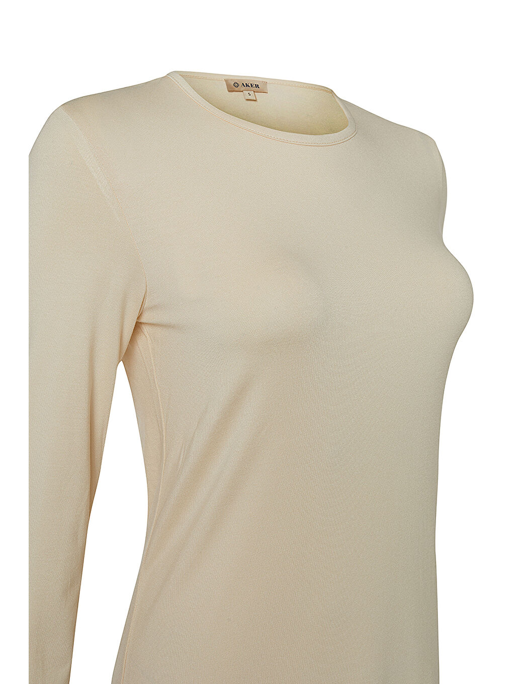 Ekru Uzun Kollu Bisiklet Yaka Tunik-1