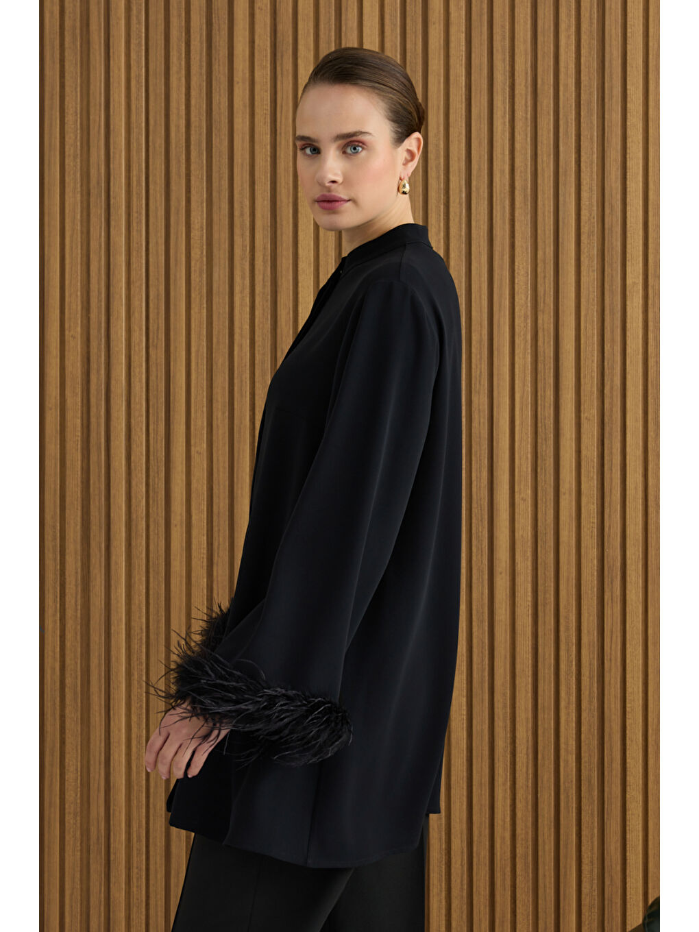 Siyah Şerit Tüylü Tunik-2