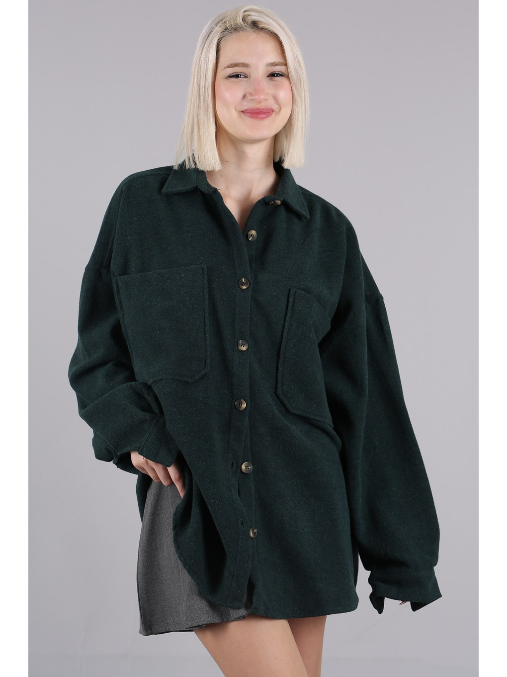 Yeşil Oversize Gömlek Ceket Mg1562-1