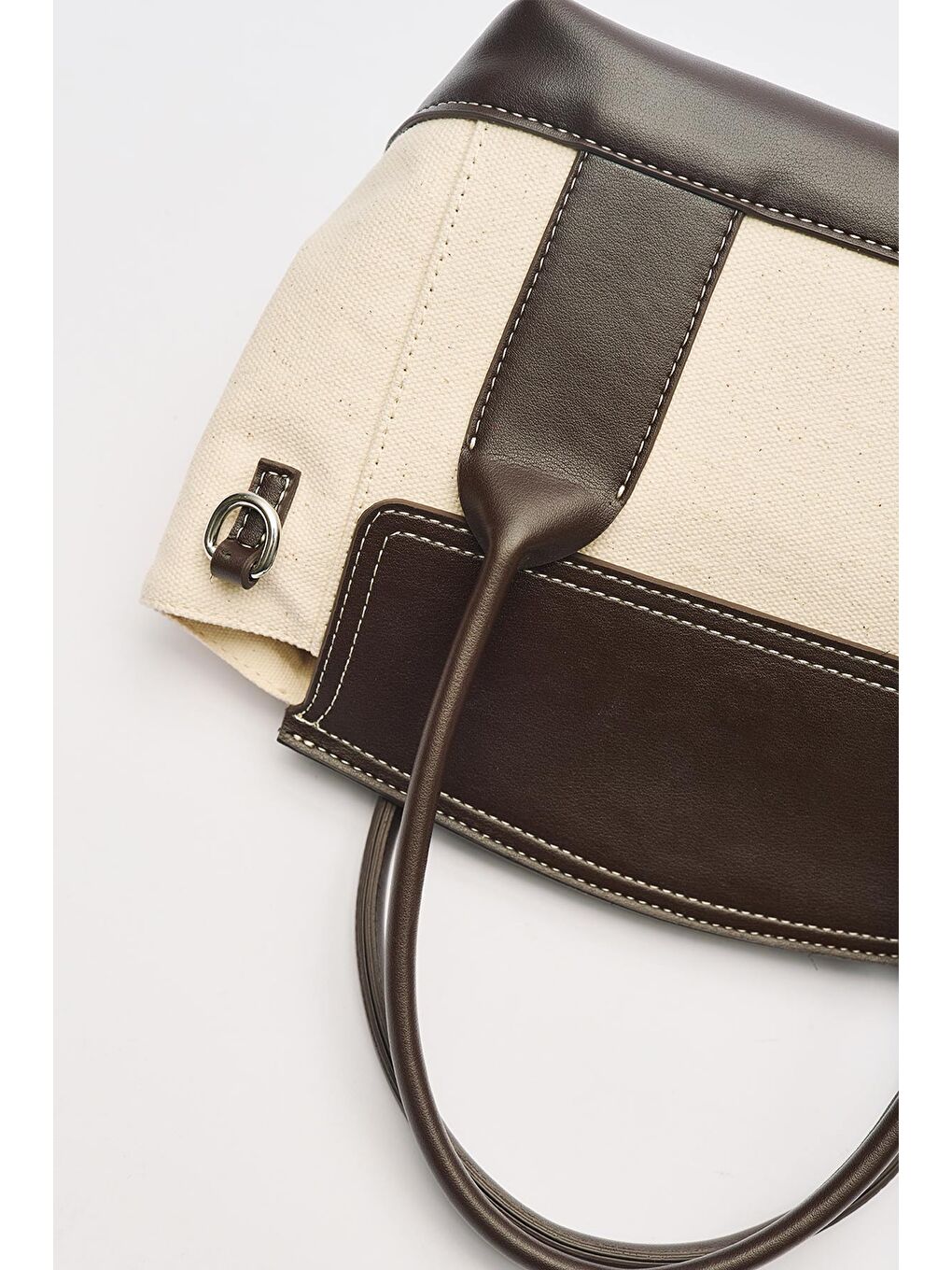 Ruth Kapaklı Mini Kanvas Çanta Kahverengi-3