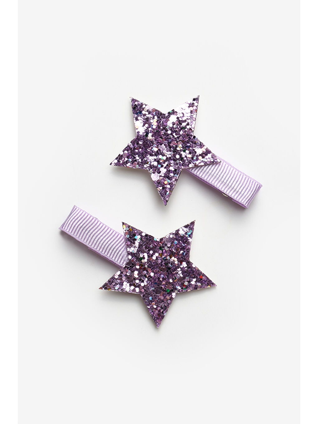 Lila Simli Yıldız Figürlü 2'li Kız Çocuk Klips Toka-1