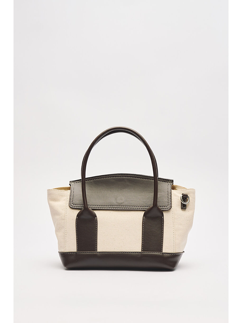 Ruth Kapaklı Mini Kanvas Çanta Kahverengi-7