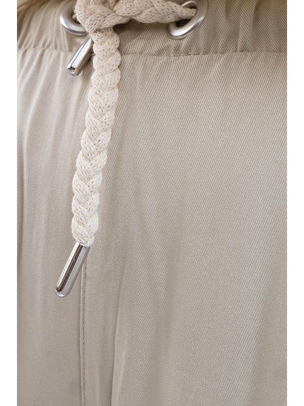 Yeşil Defne-Beli Lastikli Geniş Paça Pantolon-4