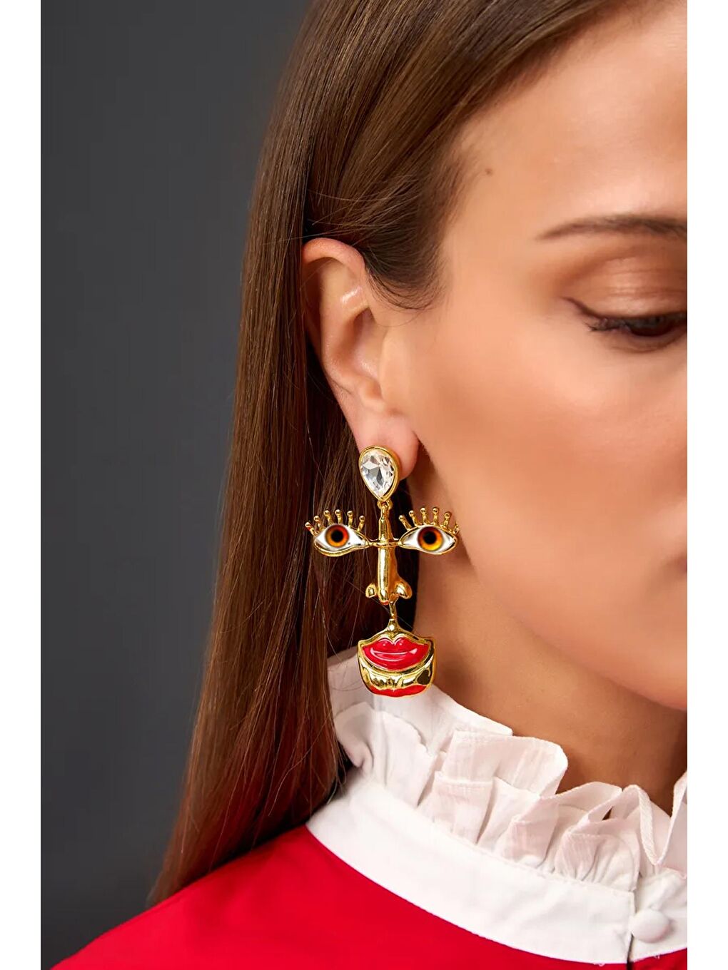 Sarı Face Büyük Kadın Küpe