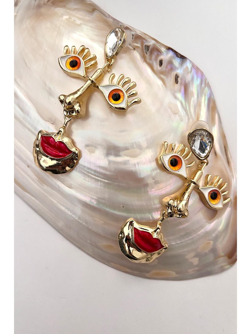 Sarı Face Büyük Kadın Küpe-1