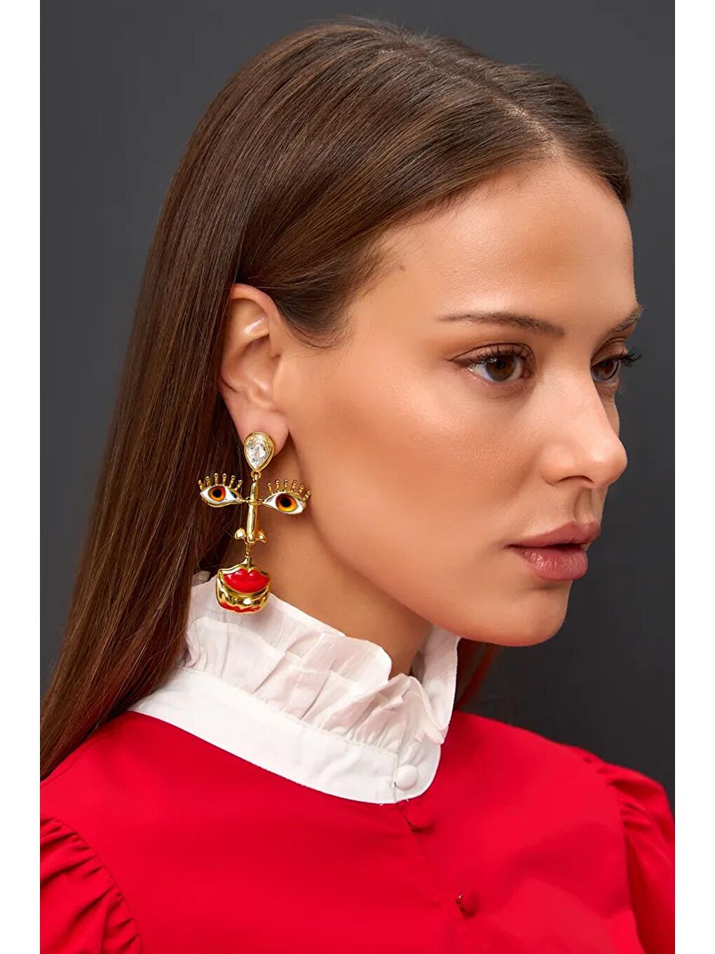 Sarı Face Büyük Kadın Küpe-3