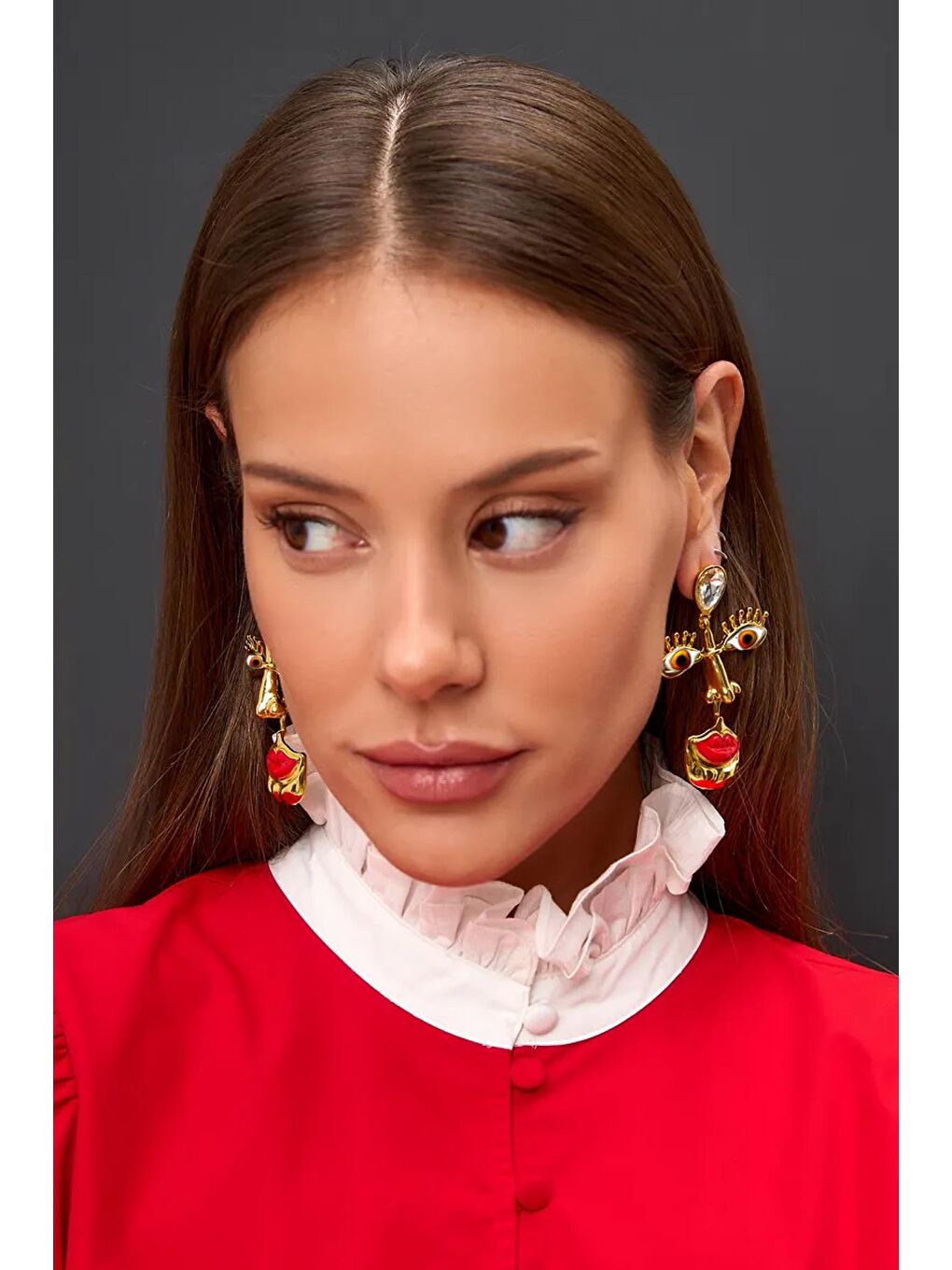 Sarı Face Büyük Kadın Küpe-6